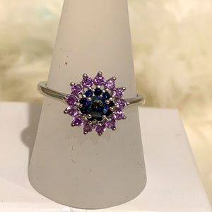 Sterling Silver Flower Ring Size 9